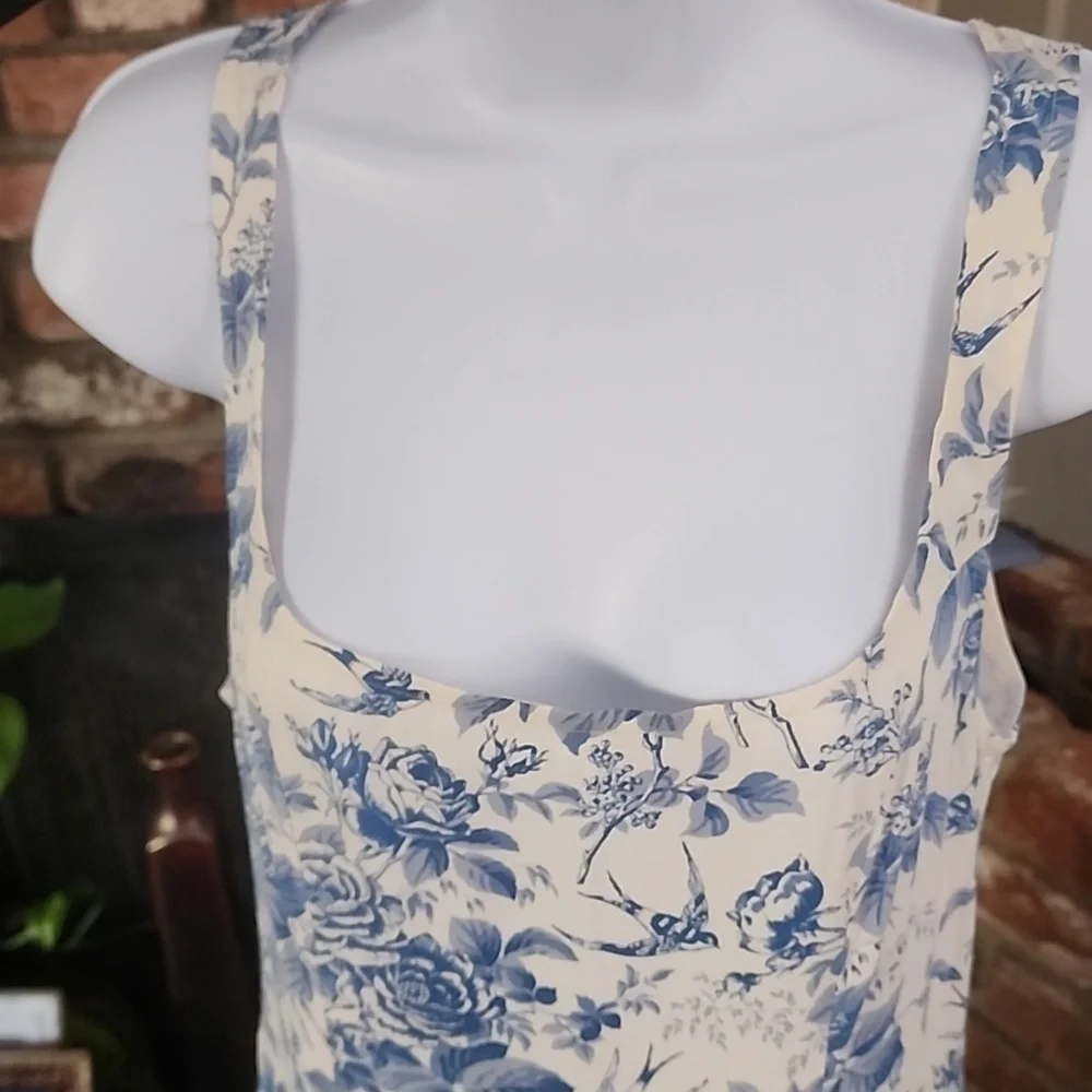 Reformation Pompadour Blue White Floral Mini Dress Cottagecore French Girl - Picture 3 of 11